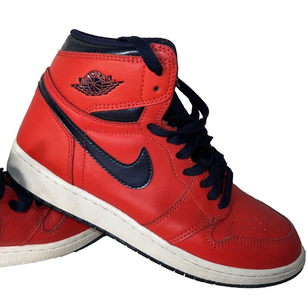 Size 7 Y  - Air Jordan 1 Retro OG High David Letterman Orange And Blue 2015